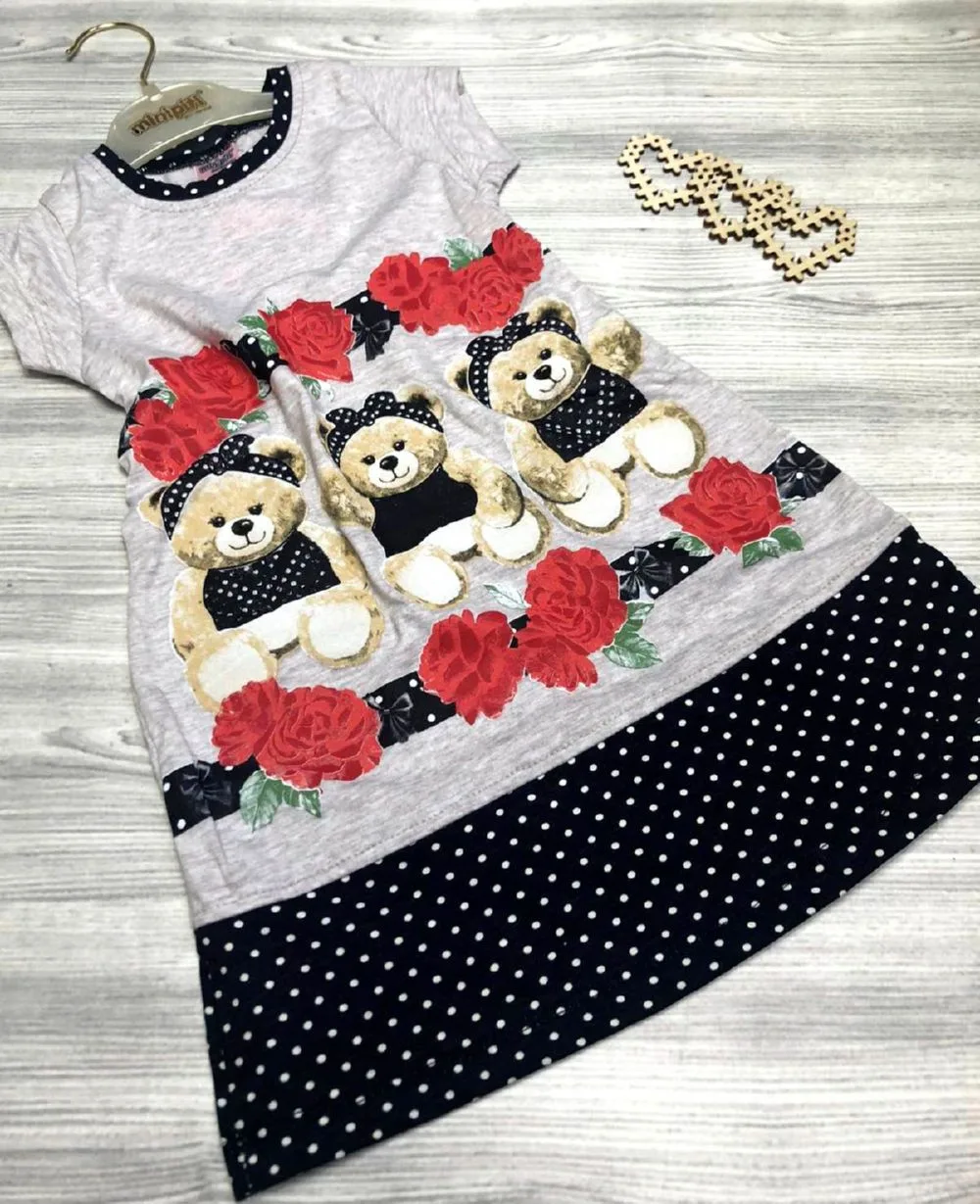 Платье для девочки Bears серое